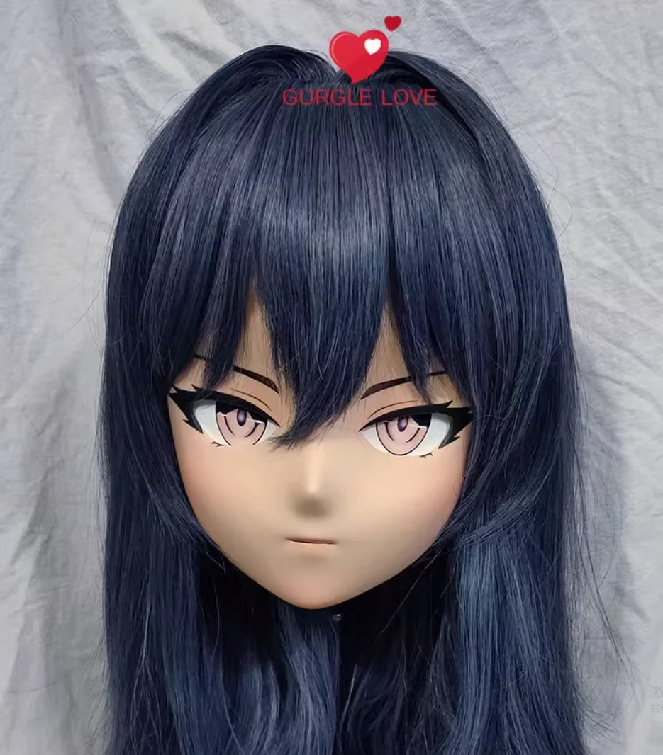 

(GLb0367)Customize Character Female Girl Resin Half Head Crossdress Cosplay Japanese Anime Role Kigurumi Mask With Eyes And Wig