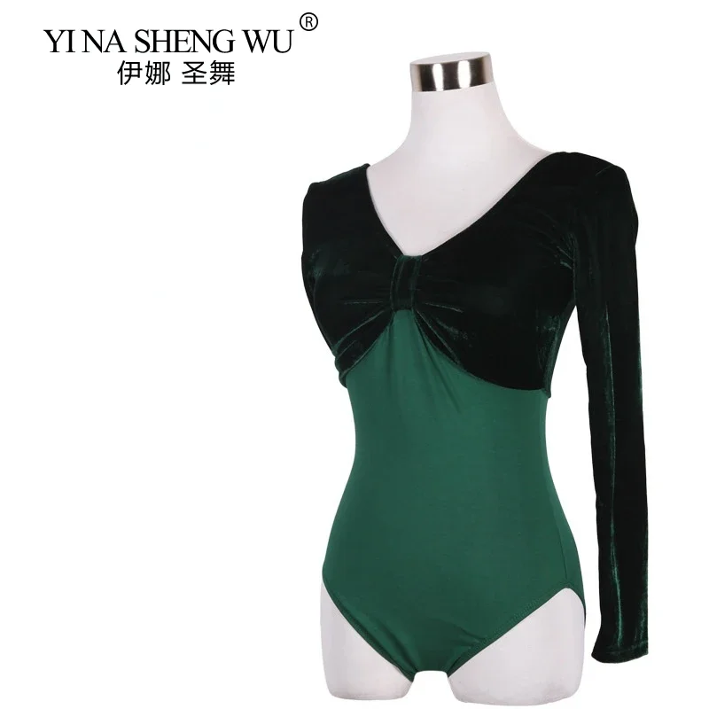 Body da danza classica per donna Body in velluto a maniche lunghe per ragazza Danza per adulti Abiti da balletto Body per pratica di ginnastica