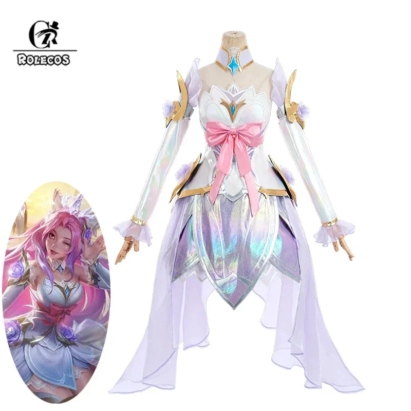 

ROLECOS LOL Crystal Rose Seraphine Cosplay Costume Game LOL Seraphine Rose Design Outfit Halloween Women Suit New Skin