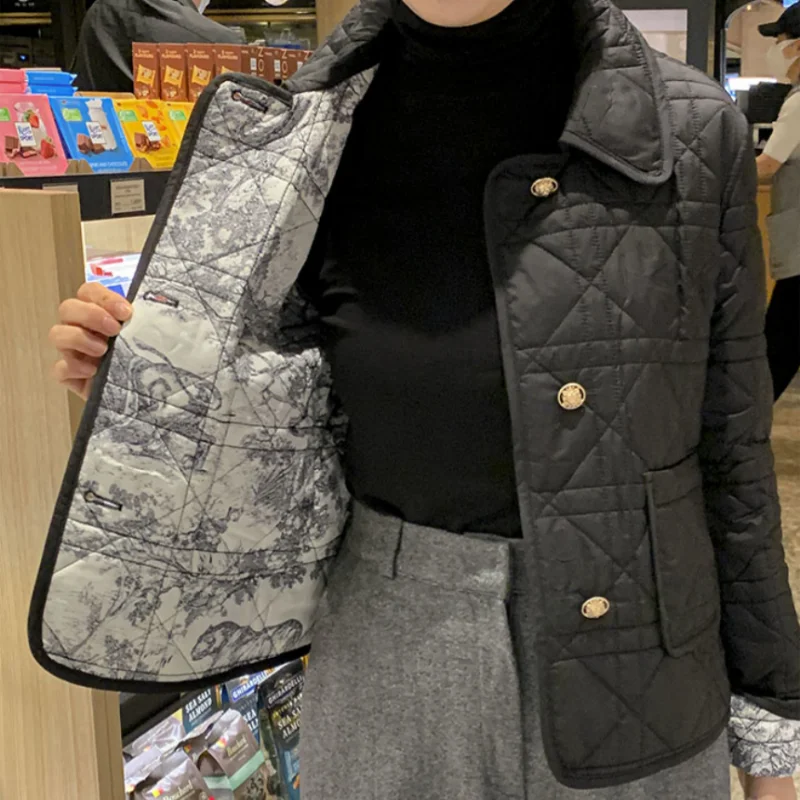 

Весна 2026: Женская куртка с ретро-узором, тяжелой вышивкой, хлопковая, с воротником, двусторонняя, прямого кроя, из полиэстеровой ткани