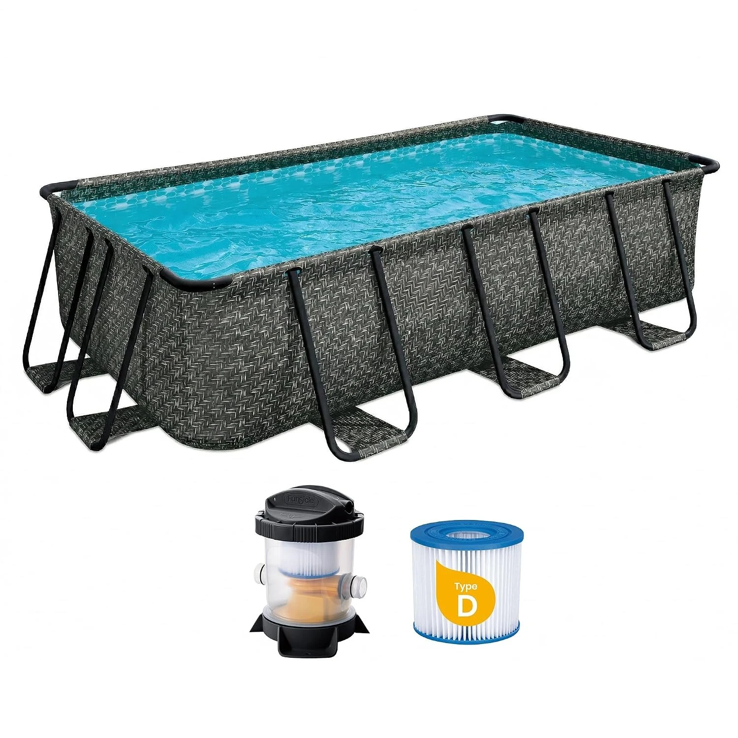 Oasis Designer Lap 13' x 7' x 39.5” Rectangular Above Ground Swimming Pool, with FiltraBoost 800 GPH Filter Pump,, Customized image 2