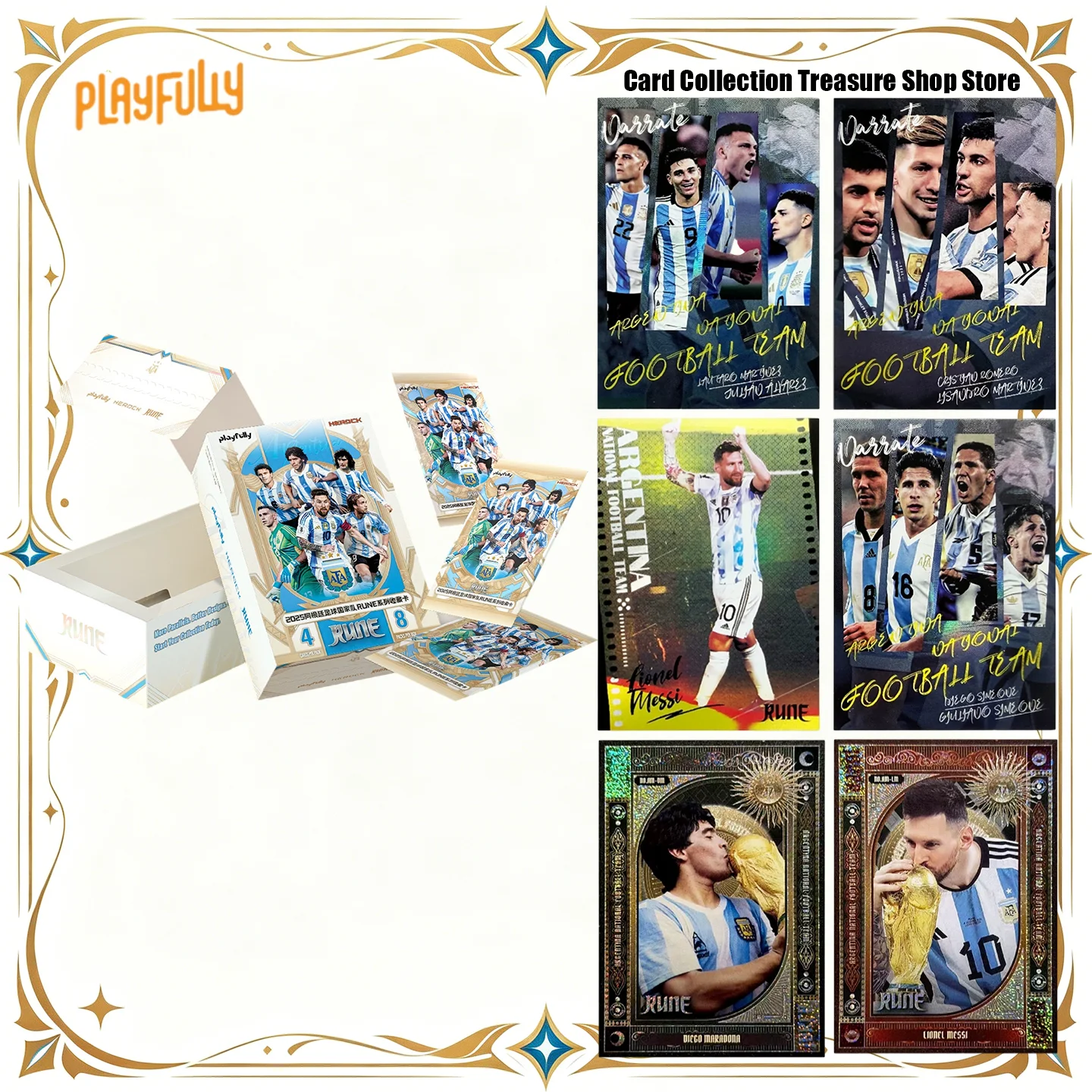 playfully-2025-herock-argentine-rune-cartes-a-collectionner-de-football-messi-maradona-batistuta-boite-de-boosters-scellee-cartes-de-collection-de-football
