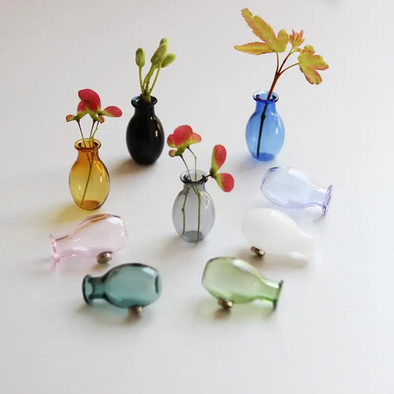 Mini Glass Vase Magnetic Fridge Magnet 3D Micro Landscape Flower Pot for Refrigerator Home Office Decorative Ornament