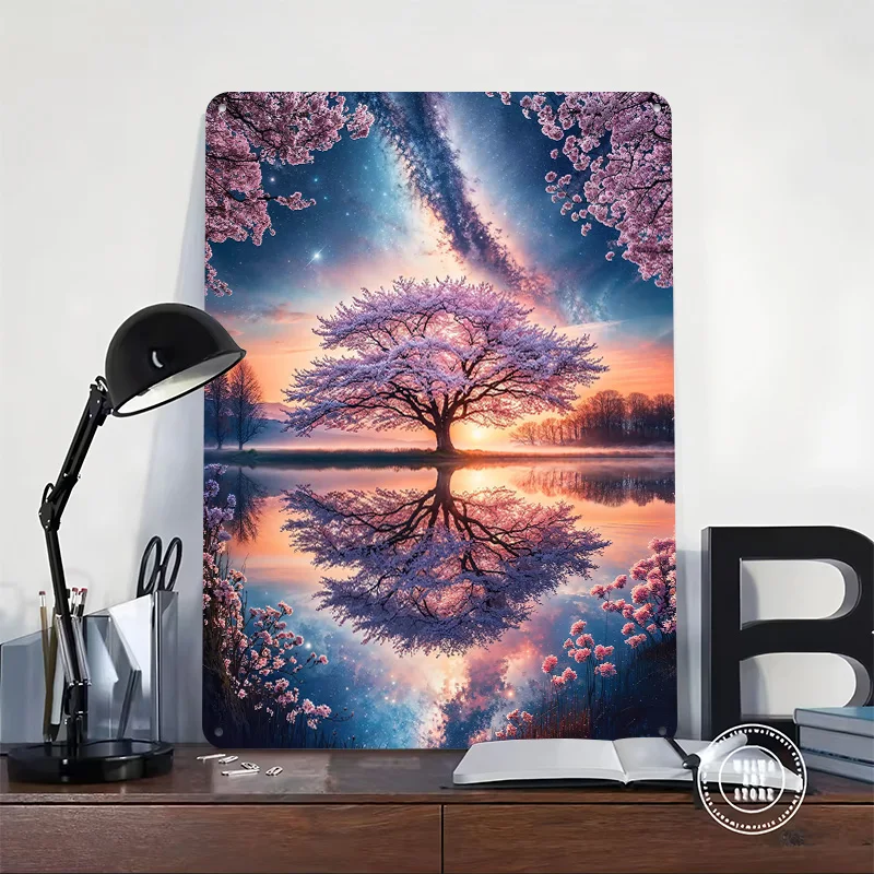 Starlit Sakura Sanctuary Metal Poster Perfect Gift for Fans Lovers Customized Wall Art Metal Sign for Home Decor Accessories