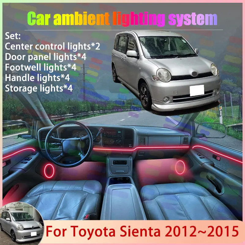 

For Toyota Sienta MK1 XP80 2012~2015 2013 2014 2/18 in 1 Car Atmosphere Light Lamp RGB Shade Ensemble Streamer Atmosphere Set