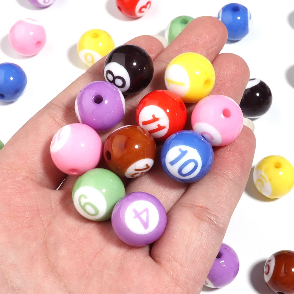 8 colors 16mm Round Acrylic Big Hole Billiards Ball Loose Spacer Beads For Jewelry Making DIY Handmade Bracelet Findings