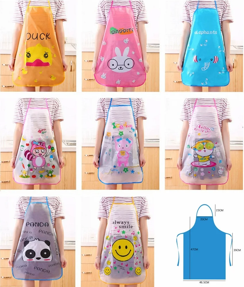 Women Cartoon Fruits Waterproof PVC Apron Kitchen Restaurant Cooking Bib Aprons