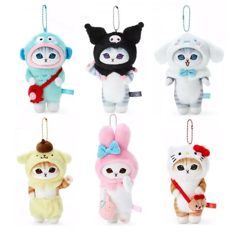 Kawaii Kuromis Plush Keychain Cute Cinnamorolls Cat Plush Student School Bag Pendant Couple Doll Gift Kittys Desktop Decoration