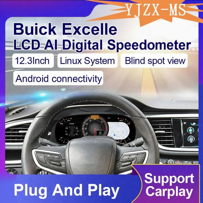 12.3 Inch LCD Digital Speedometer Instrument Cluster For Buick Excelle 2009-2014 QLED Display Plug And Play Car Dashboard