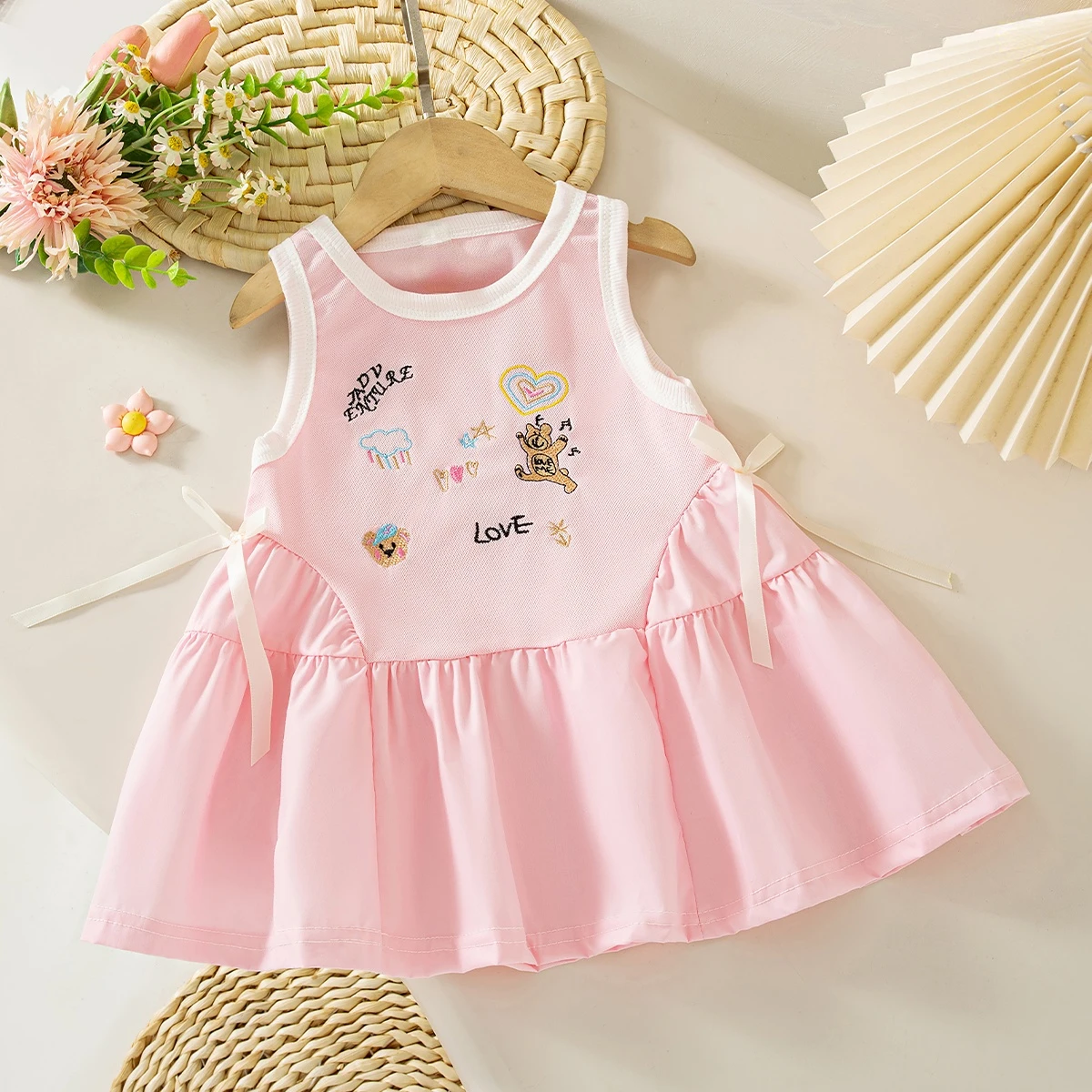 Baby Girl Pink Dress Summer New Cute Cartoon Children'S Clothing (6 Months -4 Years Old)
