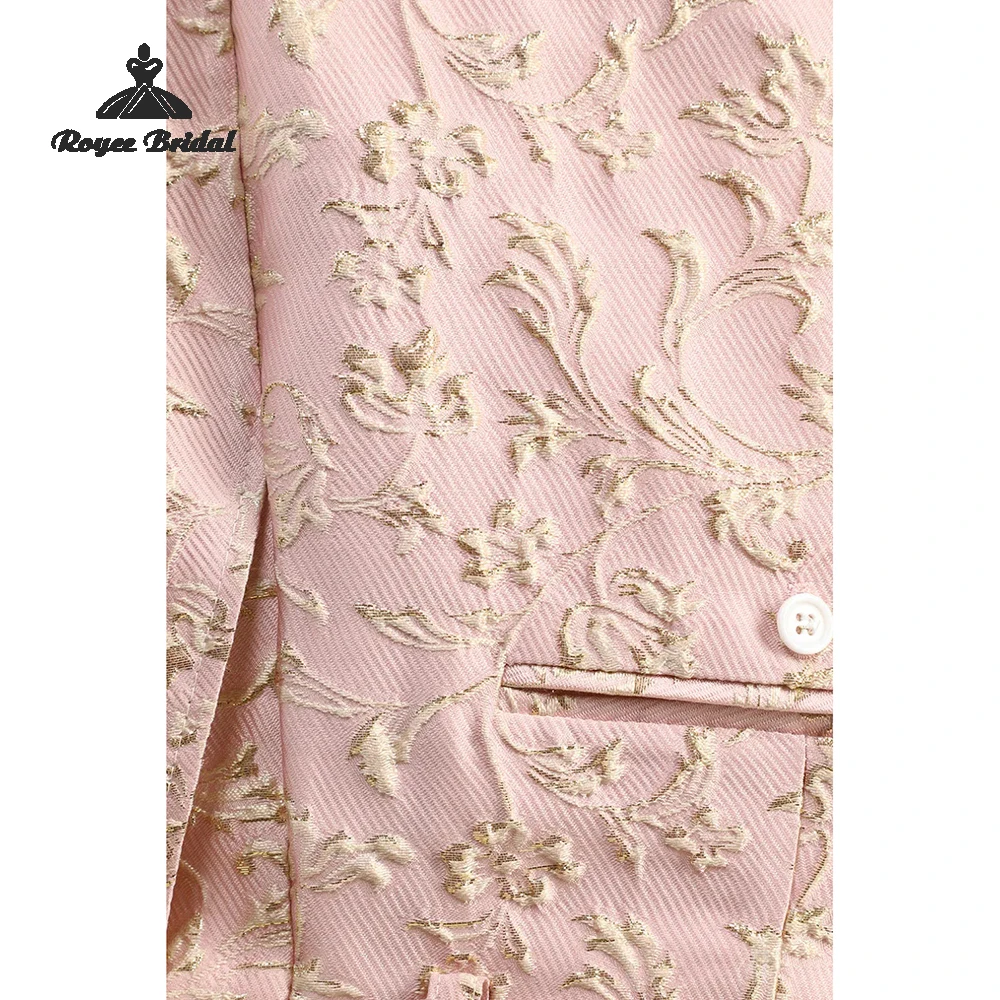 Garnitur męski żakardowy dwuczęściowy jednorzędowy na wesele 2026 z klapami szalowymi, garnitur wieczorowy szyty na miarę trajes para hombre