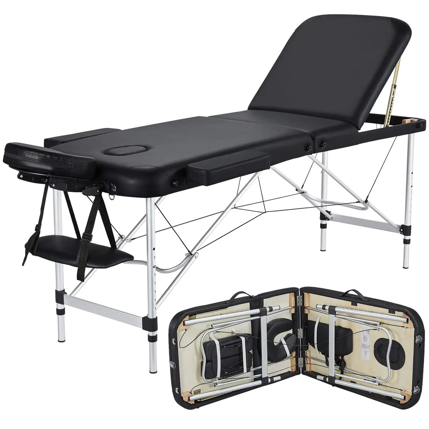 

Hot Sell Portable 3 Section Massage Table Spa Lash Bed Therapy Massage Bed With Detachable Headrest