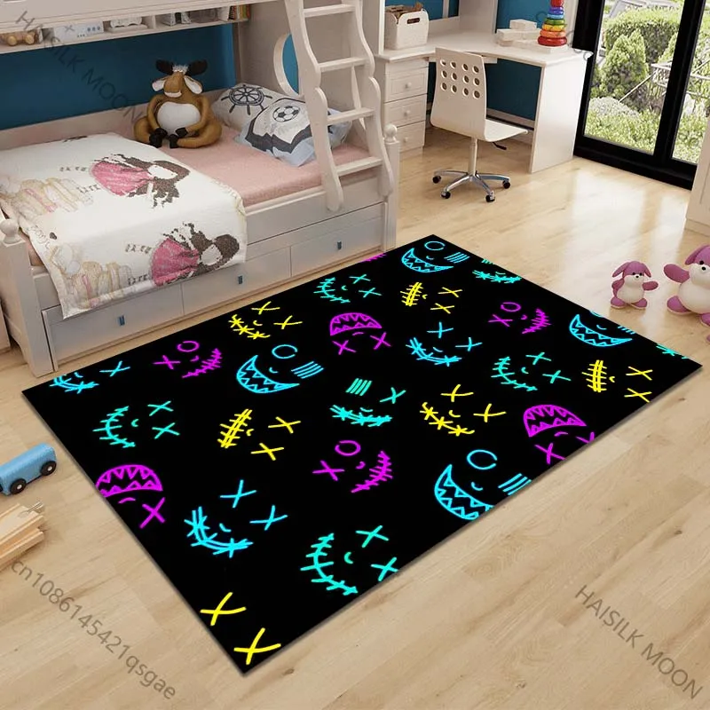 Multiple sizes Neon ghost face pattern Carpet for Living Room Bedroom Sofa Home Decor Rus Non-slip Floor Mat Luxury Gift