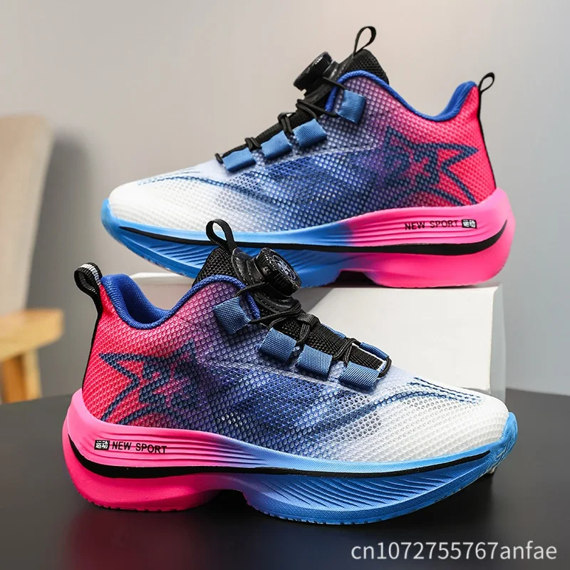 Childrens Sports Shoes Fashion New Knob Buckle Comfortable Exercise Tennis Shoes Breathable Casual Walking Shoes for Boys Girls view 2
