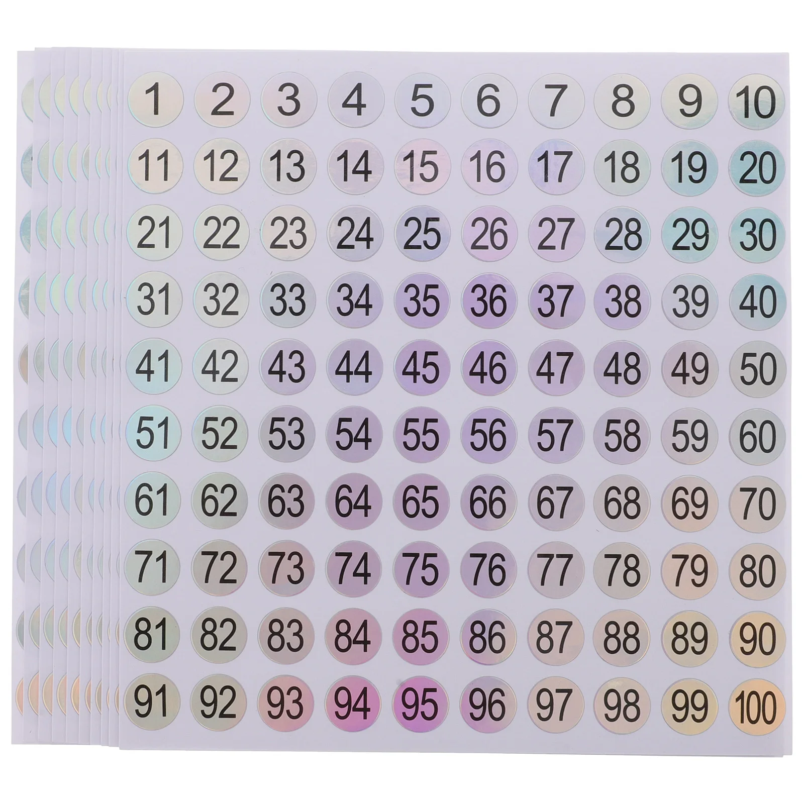 

10 Sheets Number Stickers Adhesive Labels Classification Marking Reflective Round Office Classroom Door Use For Folders Storage
