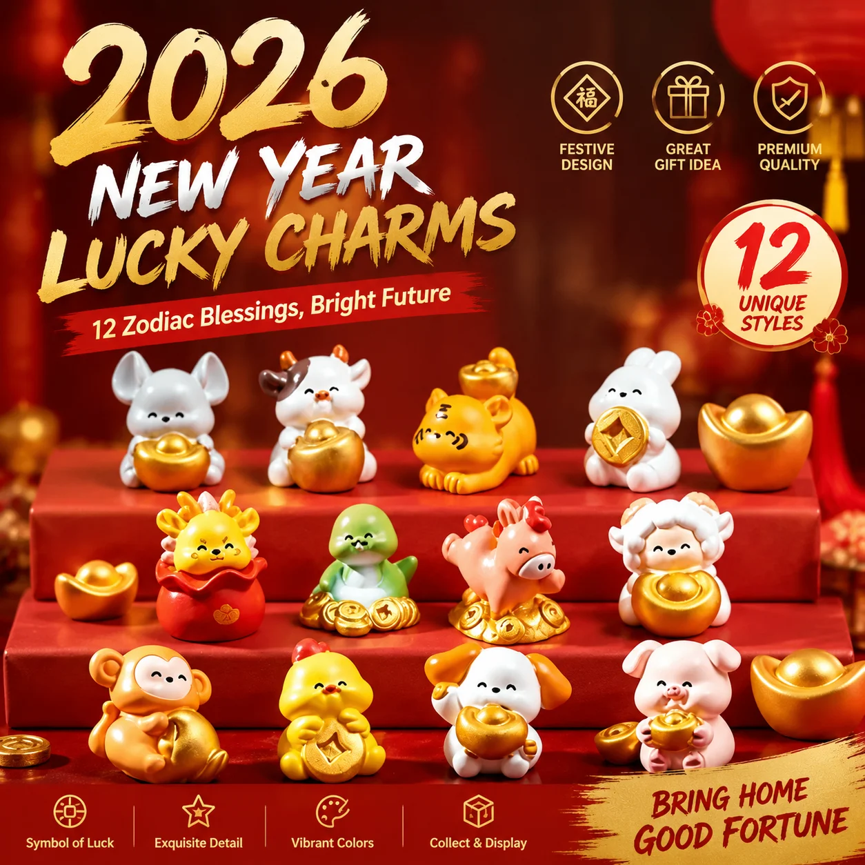Creative Yuanbao twelve zodiac cute toys, DIY desktop accessories, car ornaments, can be given as small gifts