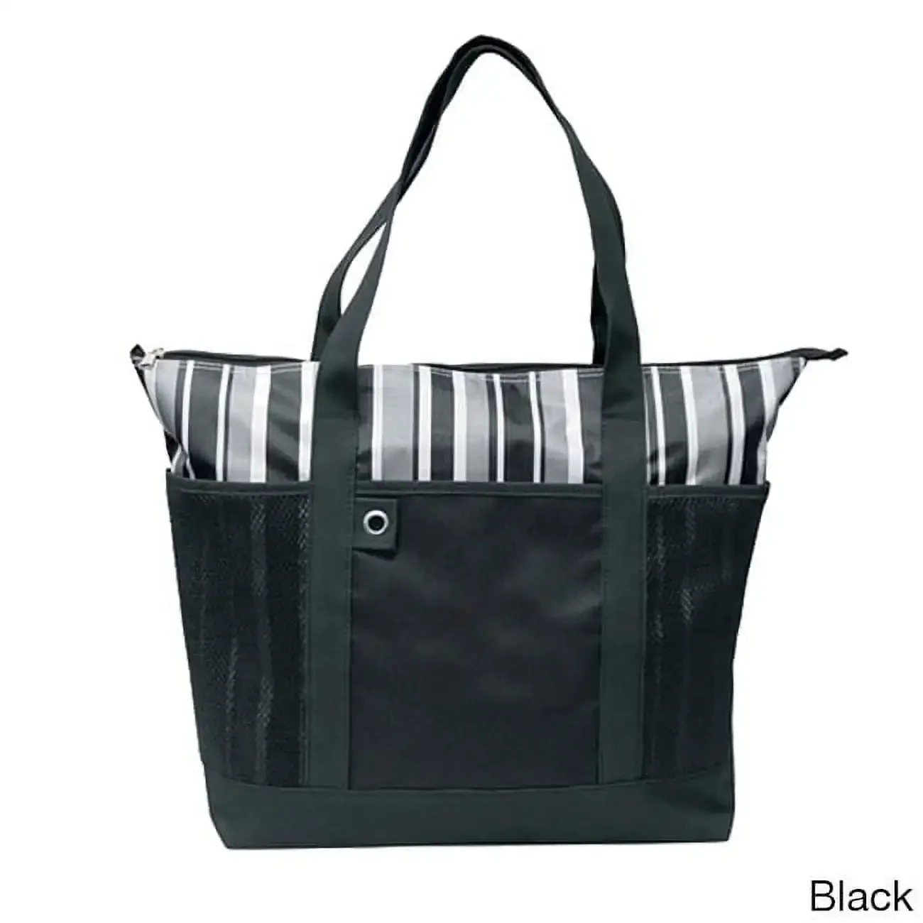 Blue Shopping Striped Tote Bag