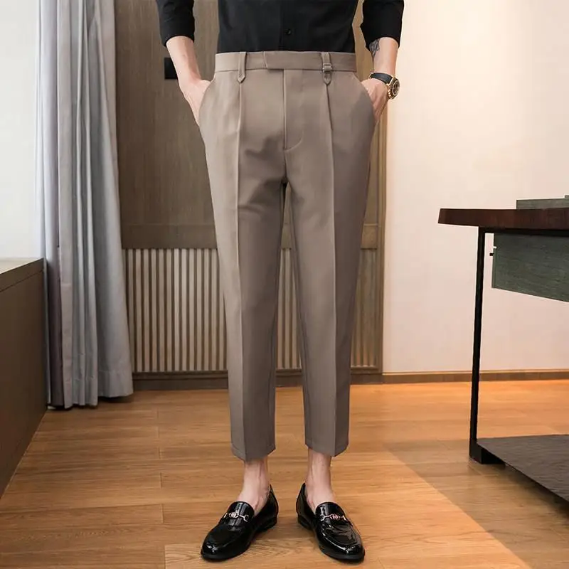 

2023 Suit Pants Brand Clothing Business Trousers Casual Slim Fit Dress Pants Classic Straight Fashion Office Trousers Male P174