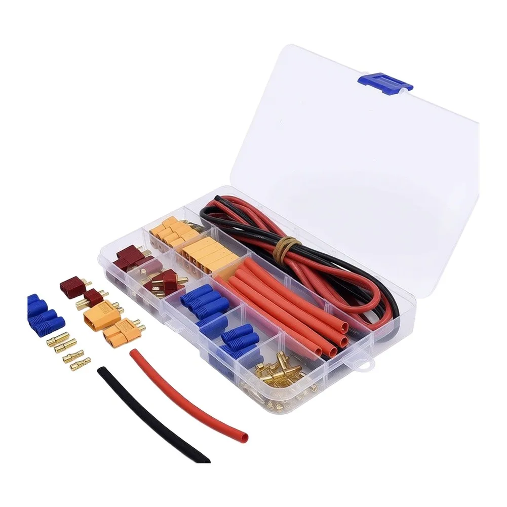 For RC Connector System 50 pcs For EC3 For XT60 T-Shape Connectors with 14AWG Silicone Wire for Battery Connection in Racing
