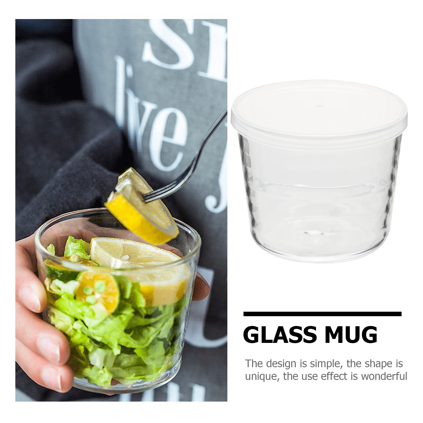 

1Set Glass Milk Cups 200ml Transparent Leakproof Pe Cover Multipurpose Beverage Coffee Water Juice Cups