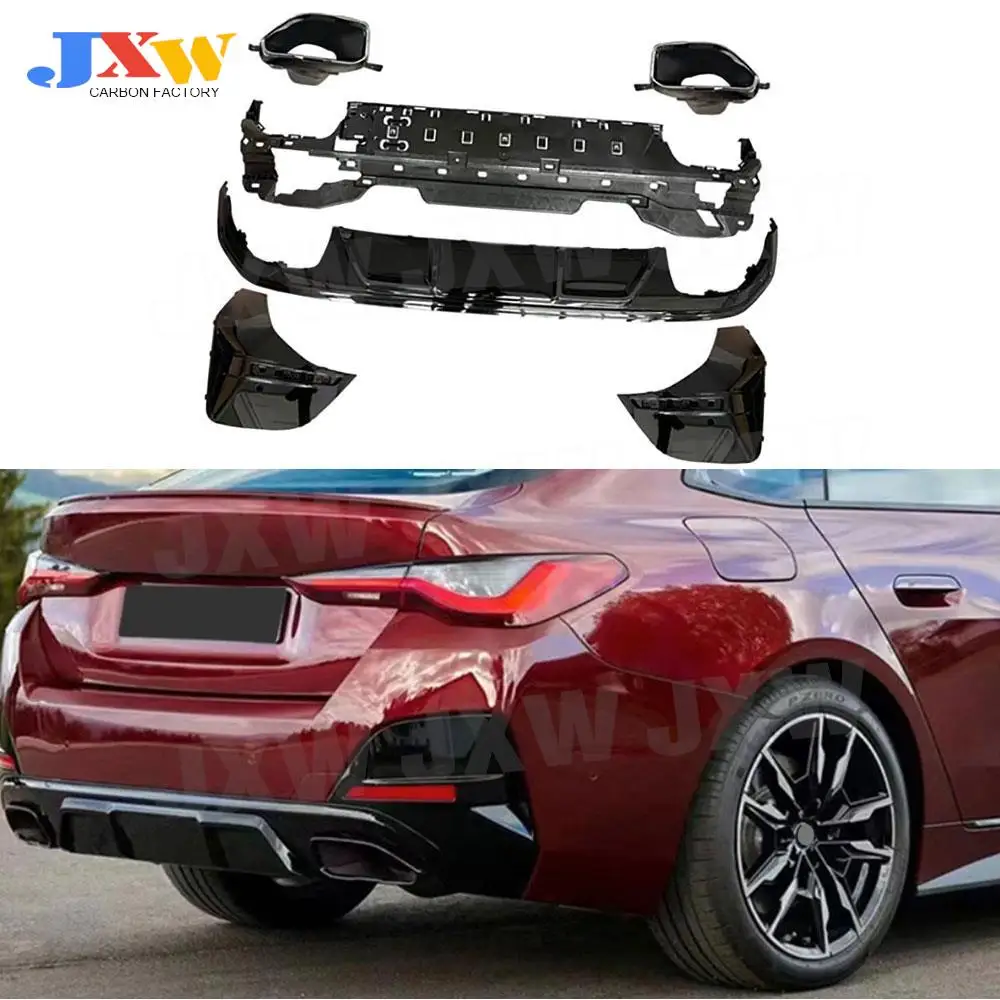 ABS Rear Diffuser Splitters With Exhaust Tips For BMW 4 Series G26 425i 430i M Sport Sedan 2021 + Diffuser Guard Accessories