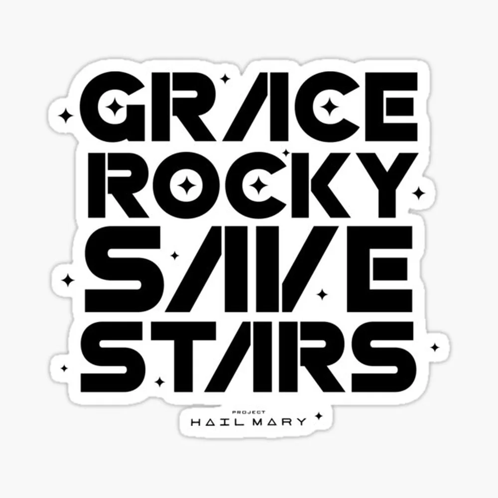 Autocollant inspiré du film Project Hail Mary Grace Rocky Save Stars pour la décoration d'ordinateurs portables, de chambres à coucher et de voitures, motif artistique de dessin animé mignon et tendance