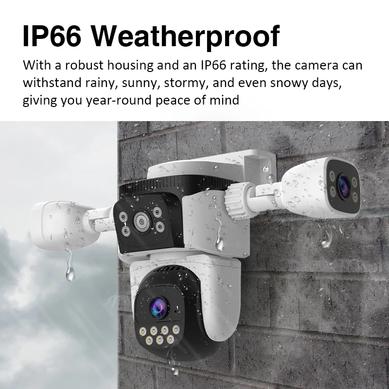 Kamera IP WiFi 6MP, 10-krotny zoom, cztery obiektywy, cztery ekran, PTZ, automatyczne śledzenie, wodoodporna kamera bezpieczeństwa, inteligentny dom, 360 stopni °   Kamera HD