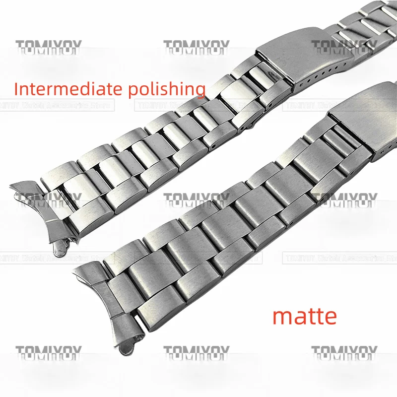 13มม. 17มม. 18มม. 19มม. 20มม. 21มม. ปลายโค้งสีทองพร้อมหัวเข็มขัดพับเต่าหลังสายสแตนเลสเหมาะสำหรับ Rolex Datejust