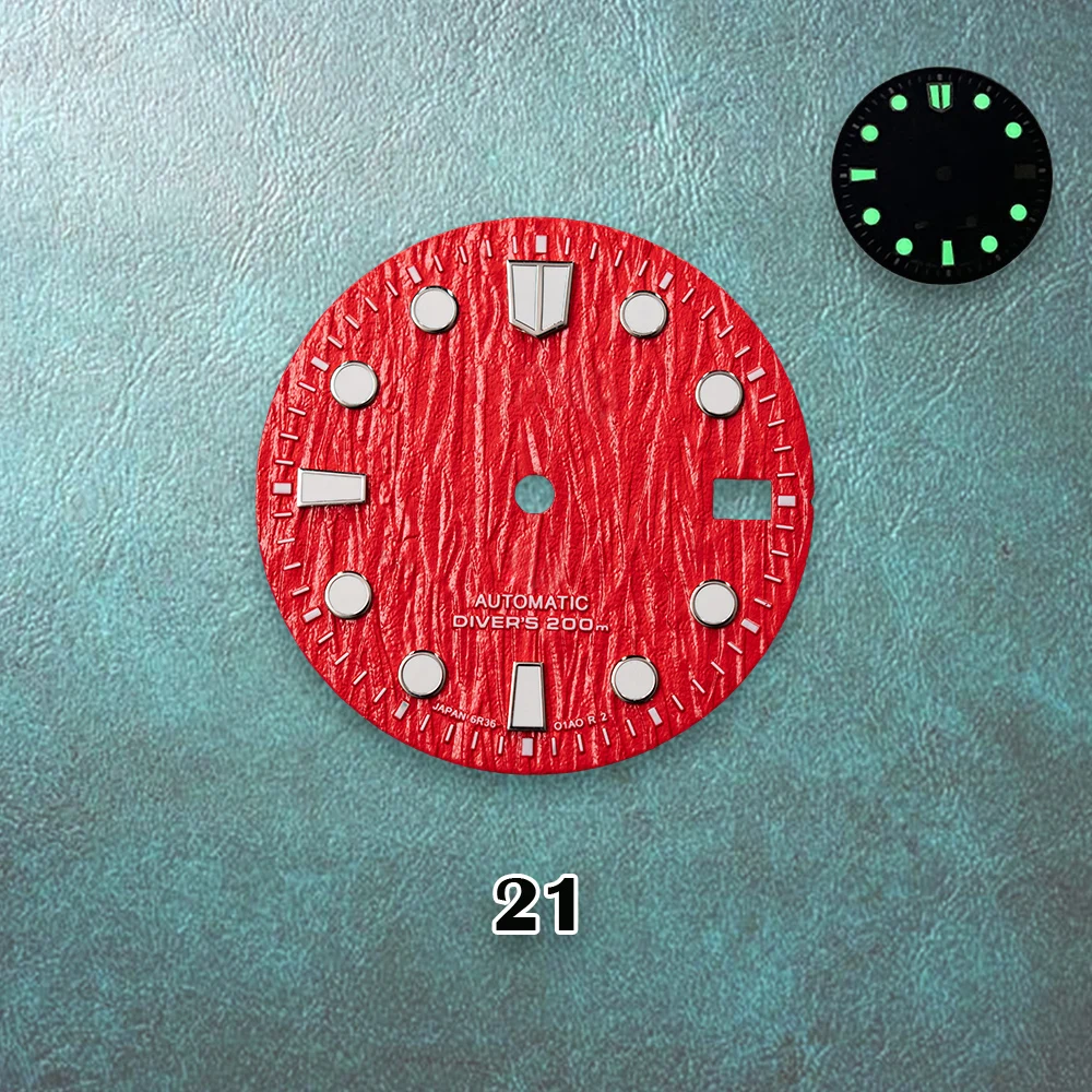 28.5mm S Logo New Diver's Dial Suitable For NH35/NH36/4R/7S Movement Green Luminous High Quality Watch Modification Accessories