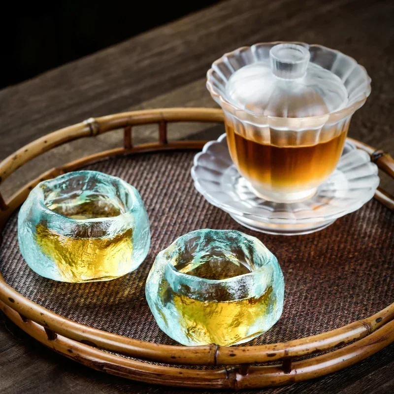 Handmade Sky Blue Glass Tea Cup Frozen Braised Tea Cup Shangshen Cup Japanese Style Exquisite Small Kungfu Tea Set Gifts