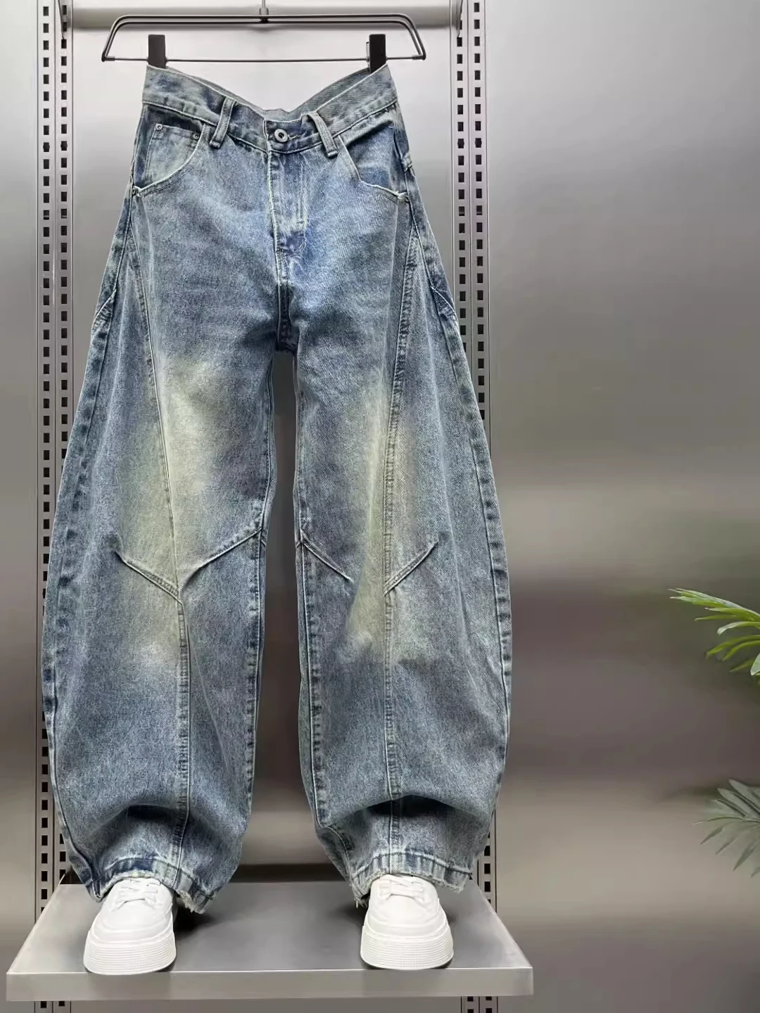 Cleanfit Wide Leg Men's Jeans American Retro Washed Micro Flared Trousers 3D Tailoring Workwear Pants Casual Fashion