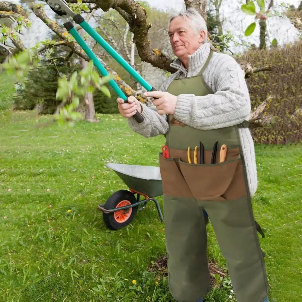 

Oxford Cloth Gardening Legging Apron Adjustable Strap Large Pockets Woodworking Apron Wear-resistant Extended Garden Work Suit