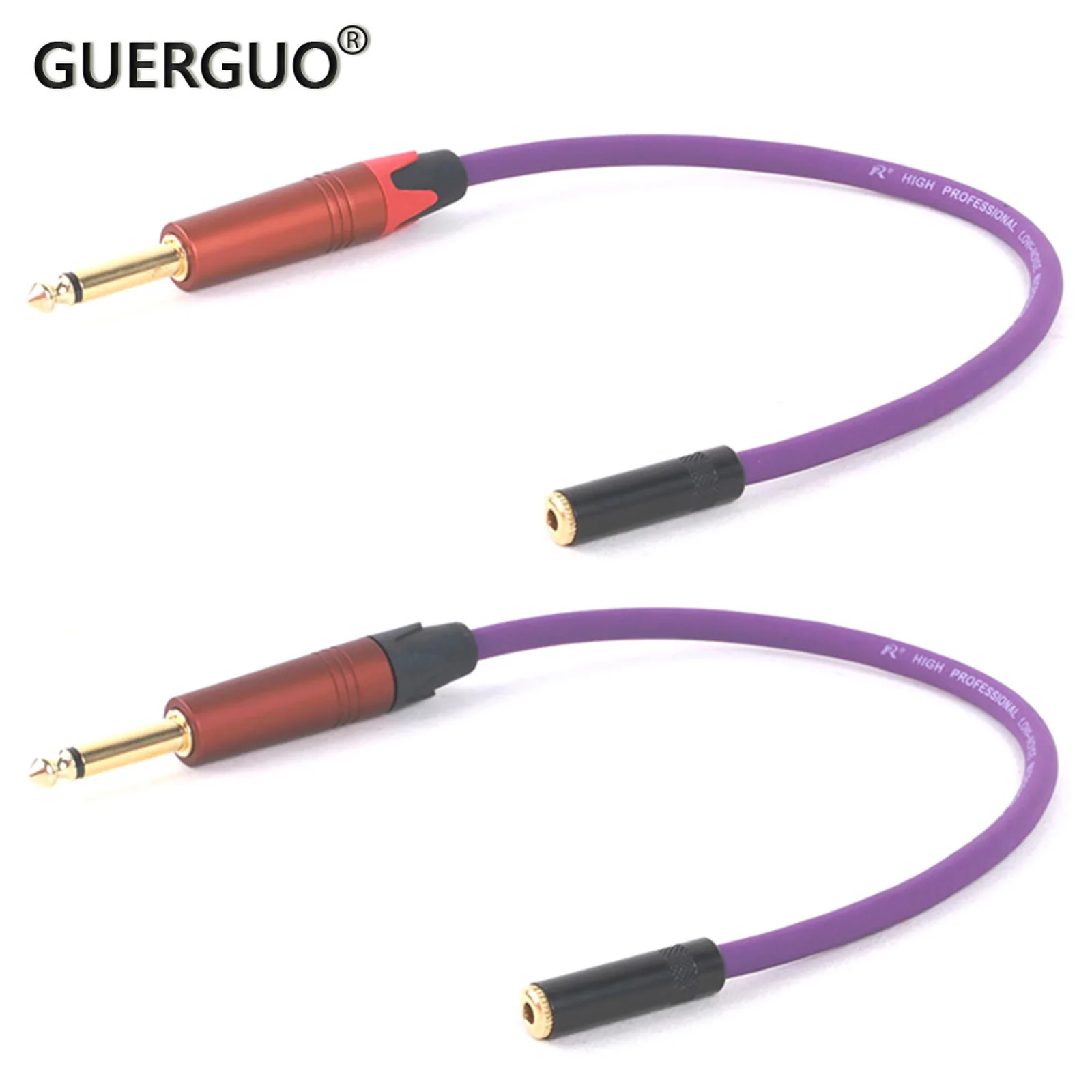 

GuerGuo 3.5mm TRS Female to 6.35mm TS Male Jack Adapter Aux Cable for Mixer Amplifier CD Player Speaker Gold Plated Audio Cable