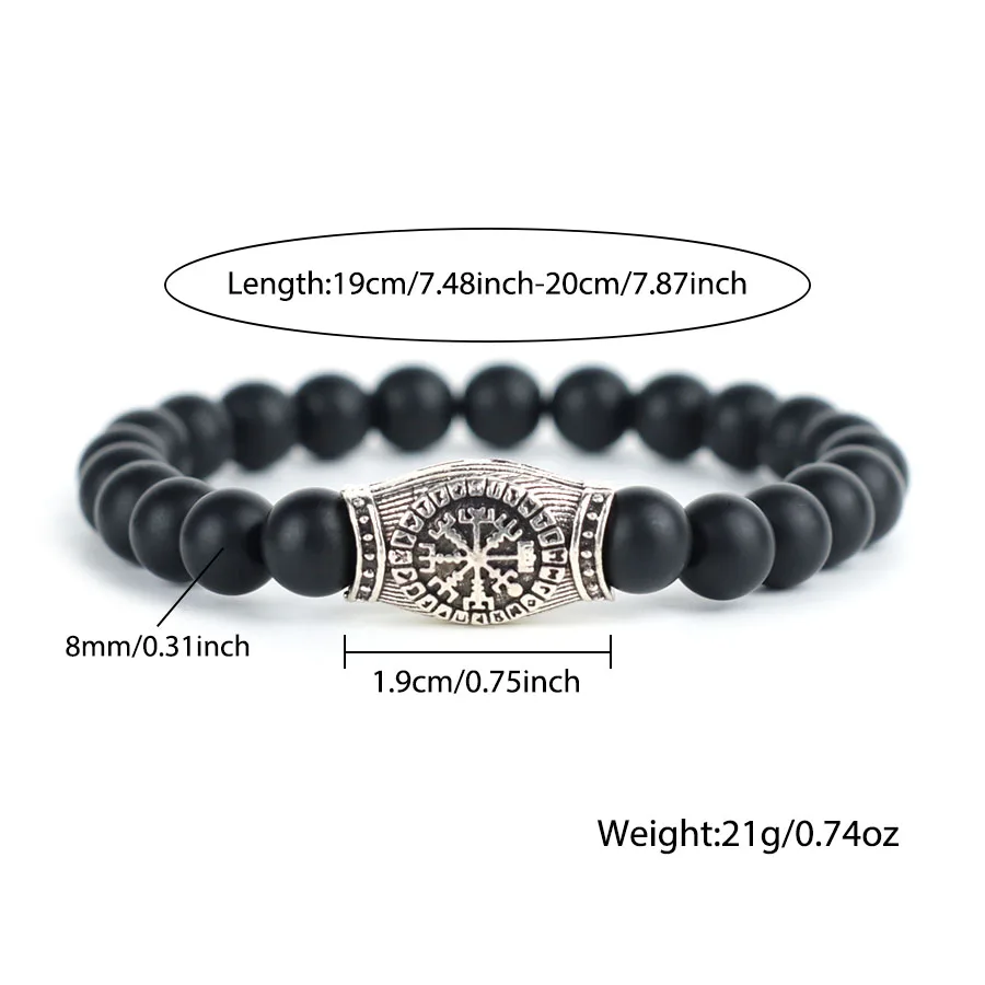 Viking Compass Bead Bracelet for Men Tiger Eye White Howlite Natural Stone Navigation Jewelry Nordic Retro Wristband Joias view 4