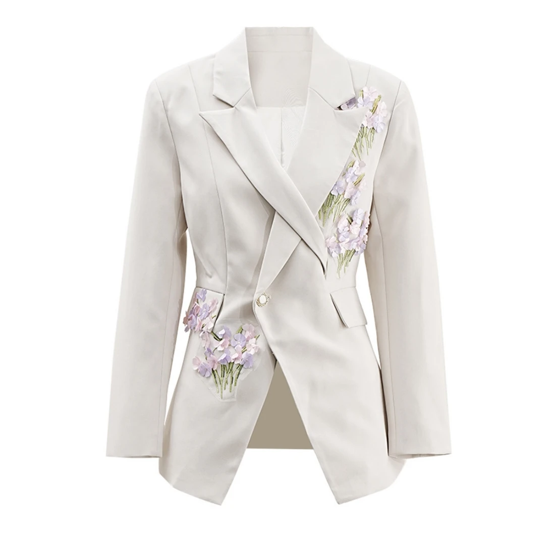 Kantoor Formeel Elegant Zwaar Geborduurd 3d Bloemen Beadings Blazer Set Nieuwe Herfst Getailleerde Blazer Met Rechte Pijpen