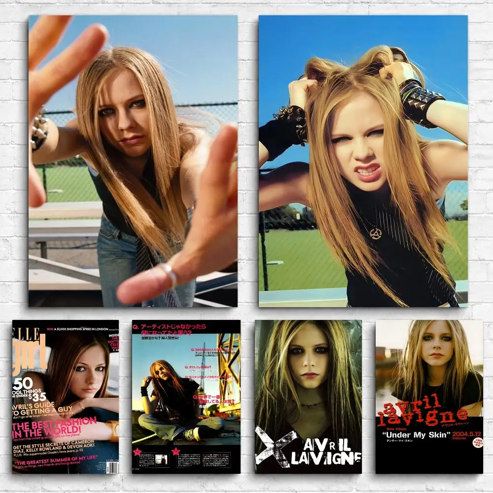 Singer Album A-Avril Lavigne Framed Wall Painting Canvas Poster Ready to Hang Wall Art for Bedroom Living Room Home Decor Gift
