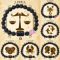12 Zodiac Signs Natural Gemstone Bracelets Scorpio Capricorn Cancer Virgo Leo Bracelet Women's Men's Friendship Jewelry Bracelet