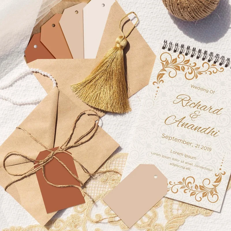 علامات هدايا تيراكوتا ، ملصقات معلقة بحبل ، علامات فارغة ، 4 ألوان صلبة متدرجة ، كميات كبيرة ملونة ، من من من من ورق من خشب التيراكوتا