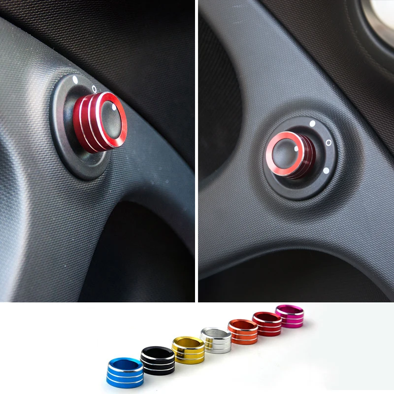 Car Rearview Mirror Adjust Knob Decoration Ring Aluminum Alloy Colorful For Smart 453 Fortwo Forfour Interior Accessories