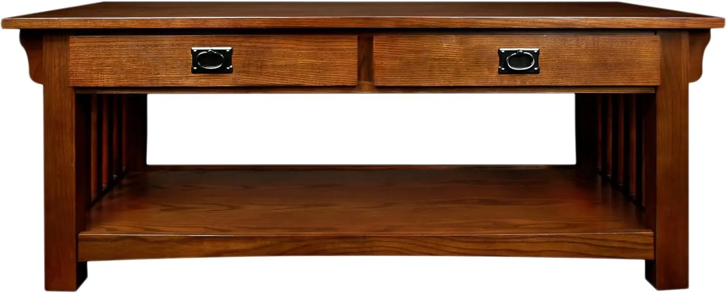 Two Drawers and Shelf, Made with Solid Wood, Medium Oak Finish