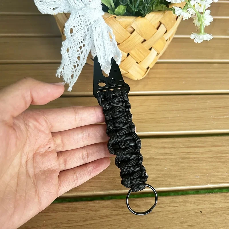 1/2pcs Keychain Ring Survival Kit Camping Carabiner Military Braided Cord Rope With Clips Lanyard Emergency Knot Outdoor Tools