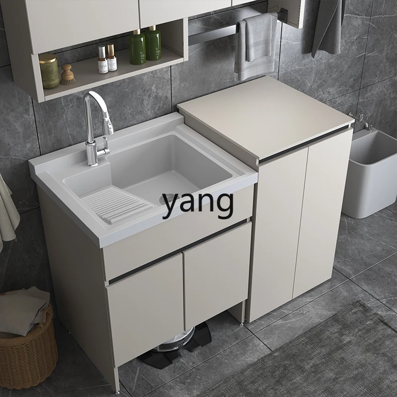 LTT Balcony Laundry Cabinet Simple Laundry Pool Sweeping Robot Cabinet Combination with Washboard