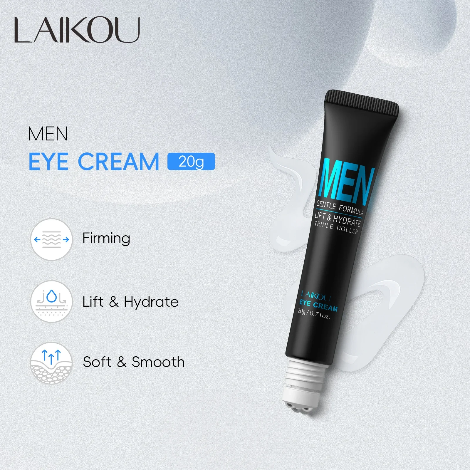 Professional Men Eye Cream 20g Hydrating Moisturize Diminish Dark Circles Puffiness Rapid Absorption 3D Roller Ball Skin Care