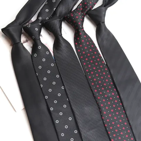 Mens Black Fashion 8CM Necktie Jacquard Woven Stripes Dot Ties for Man Gifts Groom Neck Tie Business Wedding Party Accessories