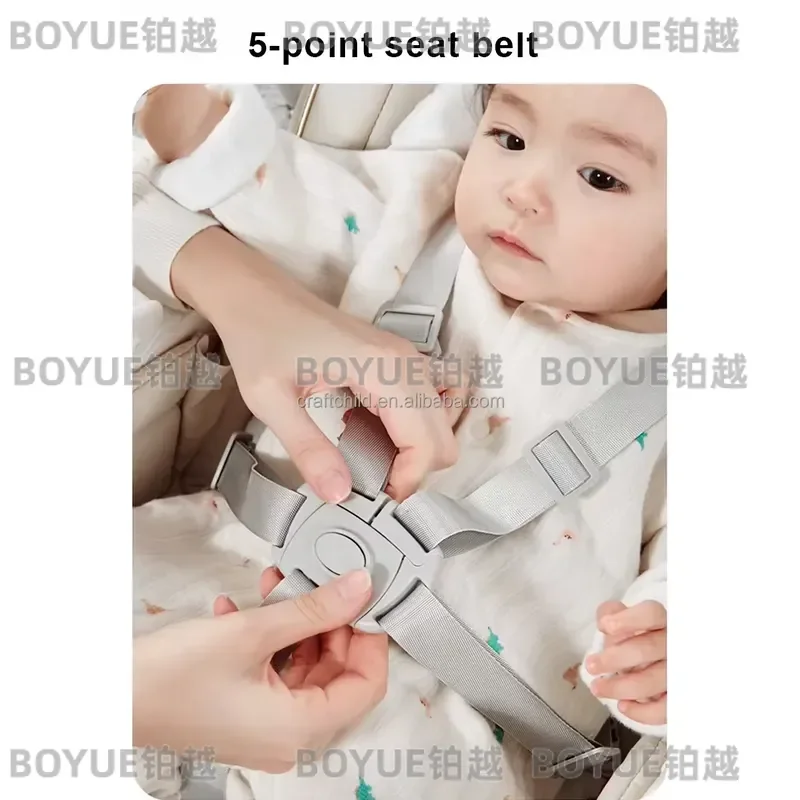 Portable Baby High Chair Foldable Feeding Seat with Safety Harness Swing Function for Toddlers Infants Kids Dining Booster view 6