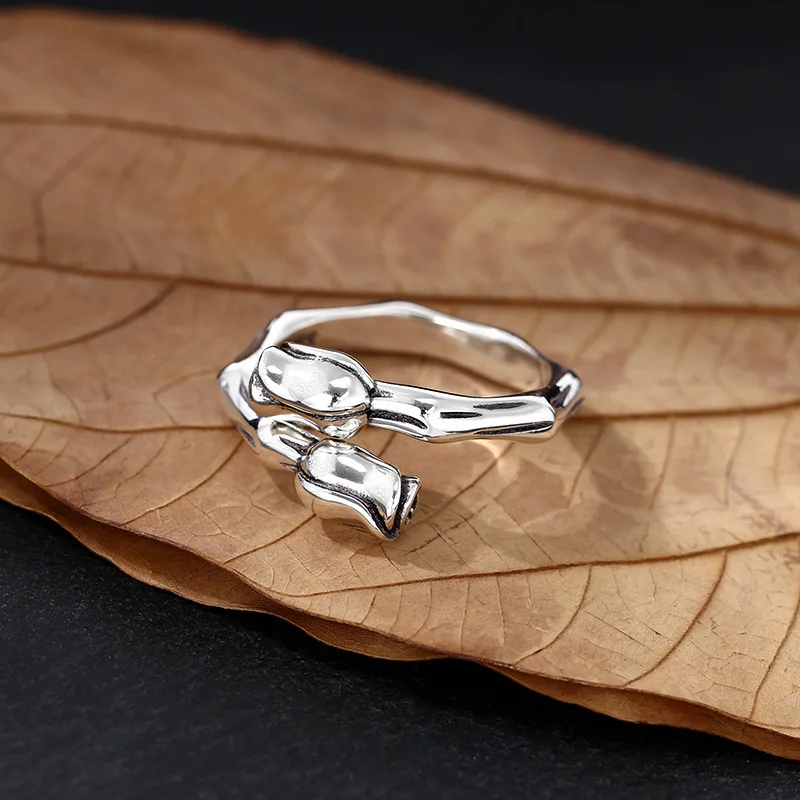 Wholesale 925 sterling silver rose ring for women adjustable opening ring Thai silver vintage retro style personality ornament