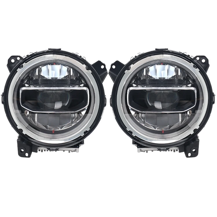 9'' Hi/Lo Beam Headlight with Halo Ring White DRL Amber Turn signal Lights Led Car for Jeep Wrangler JL 2018 2019