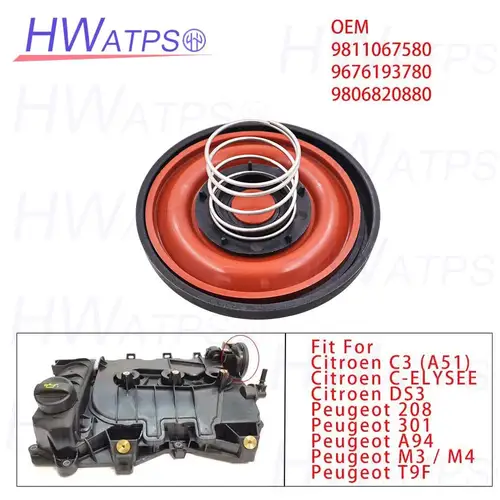 Imagen 2 del producto 1/10 Uds 9811067580 para Citroen C3 A51 C-ELYSEE DS3 Peugeot 301 A94 M3 M4 9811067580 9676193780 Kit de reparación de cubierta de válvula 9806820880