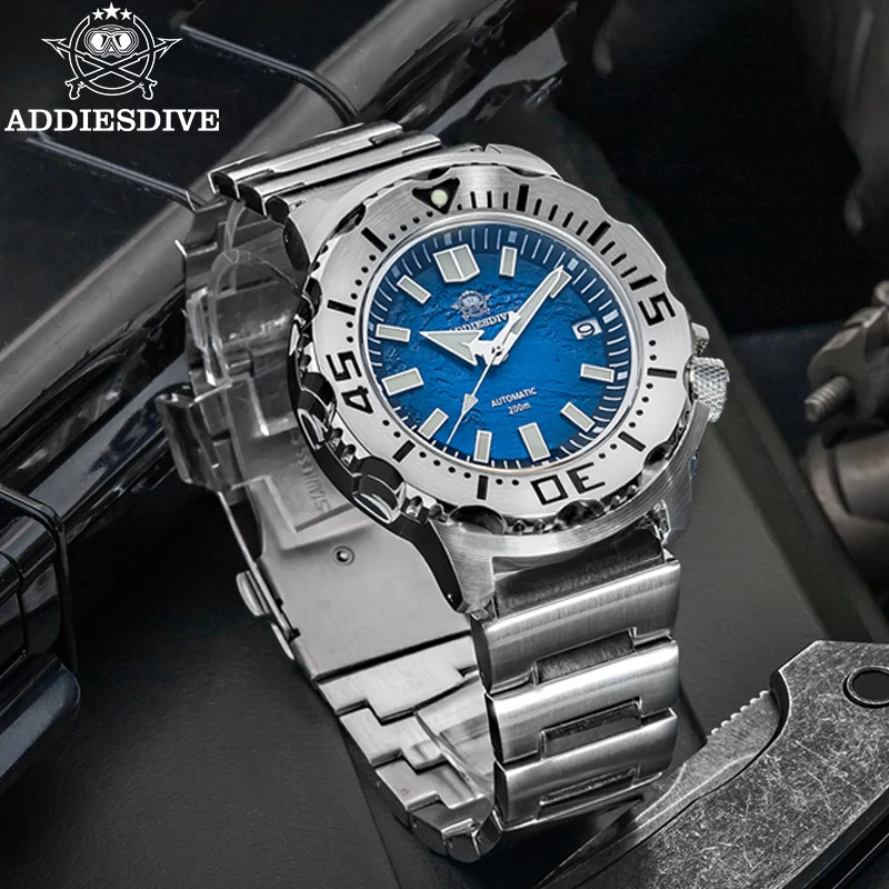 ADDIESDIVE New Sapphire NH35 Automatic Mechanical Wristwatch 200M Waterproof Super Luminous Stainless Steel AD2047 Watch For Men