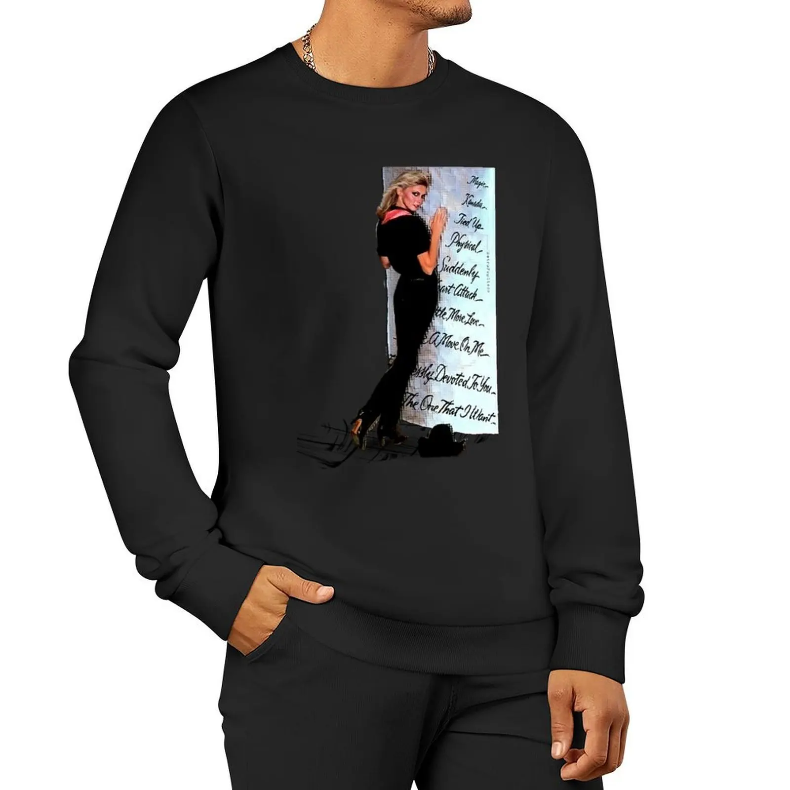 

Olivia Newton-John Totally Hot Song List - Designed by PopRetroDisco Pullover Hoodie korean style clothes autumn sweatshirt